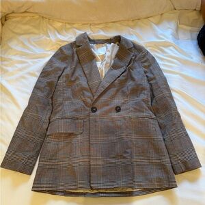 Plaid Double-Breasted Blazer